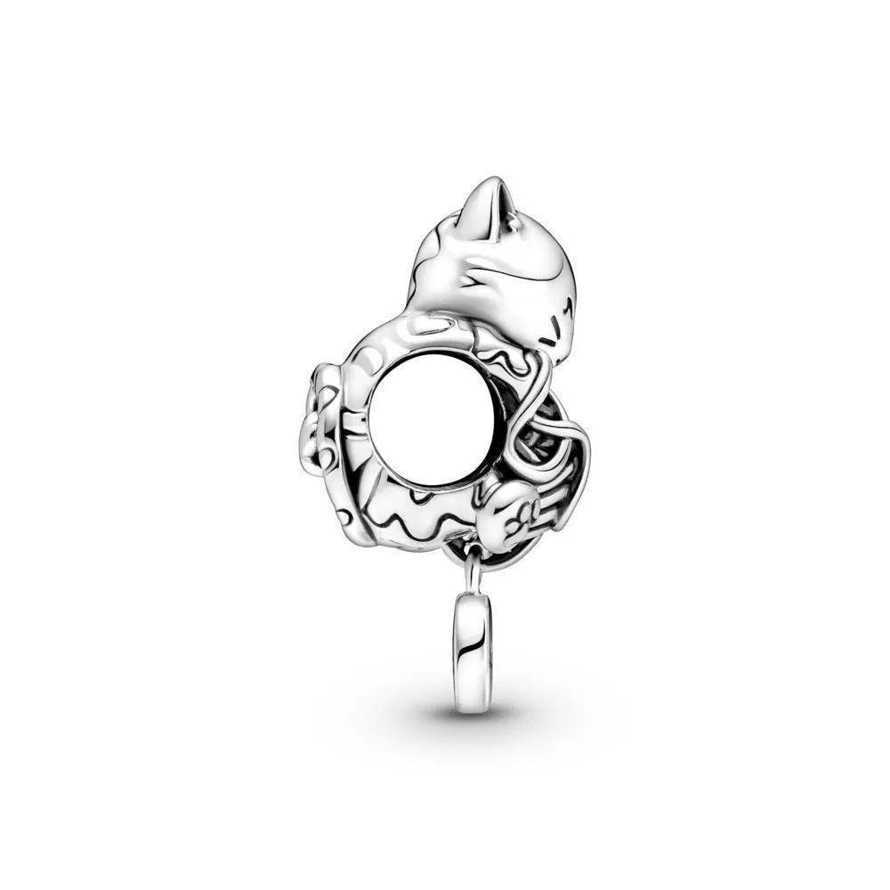 Charm Pandora de palta de ley de gatito y bola de Yam