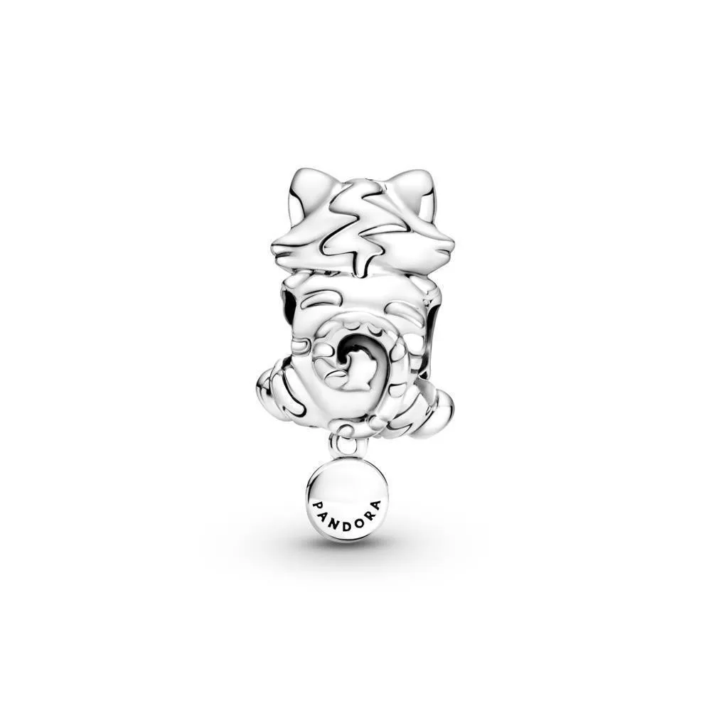 Charm Pandora de palta de ley de gatito y bola de Yam