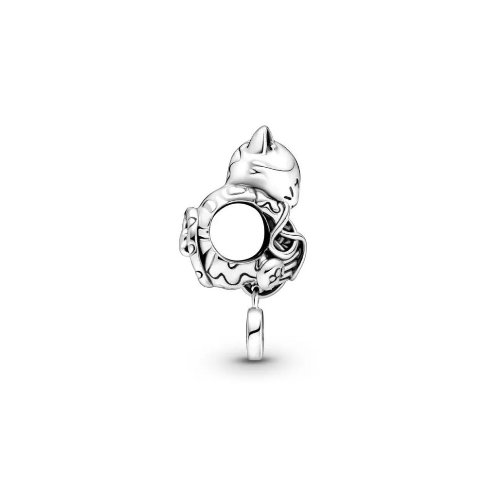 Charm Pandora de palta de ley de gatito y bola de Yam