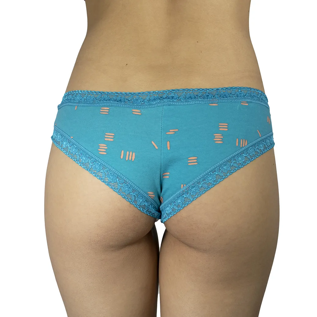 Cheeky con encaje turquesa con rayitas naranjas