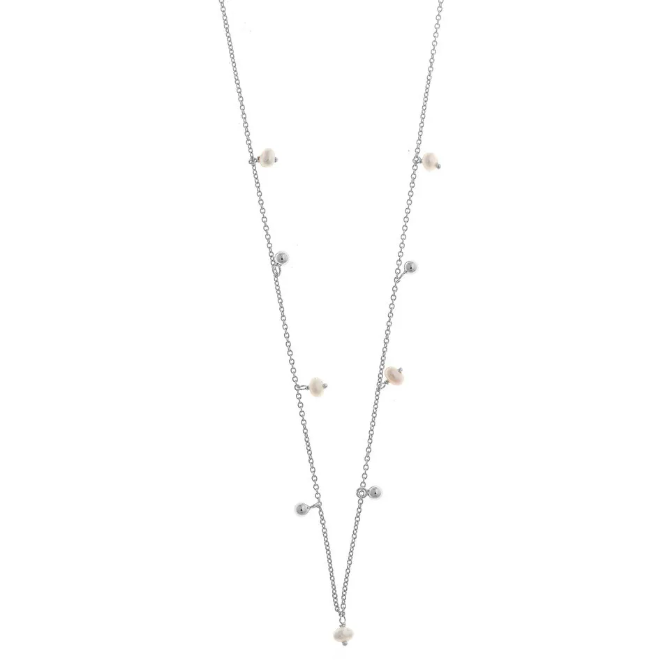 COLLAR PLATA RODIO PERLAS DE AGUA DULCE 213C0123
