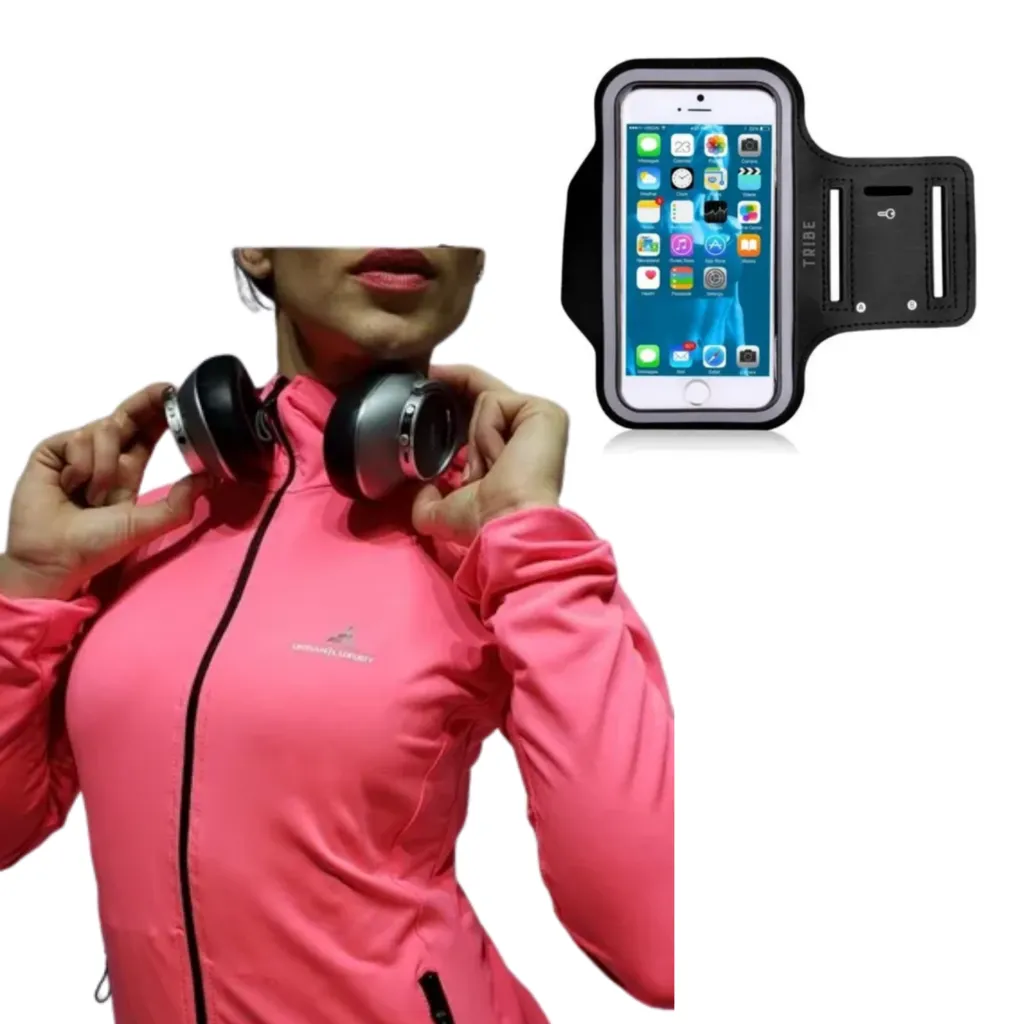 Combo mujer!campera deportiva+brazalete porta celu