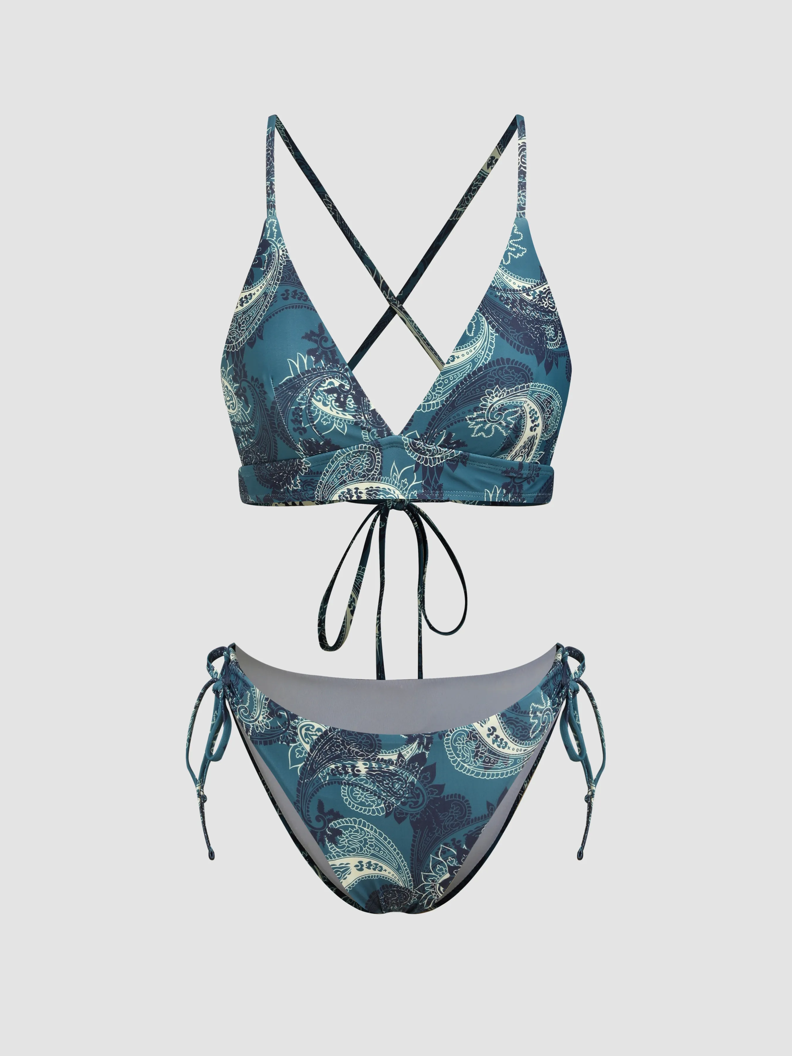  Conjunto de Bikini con Lazo Cruzado Paisley