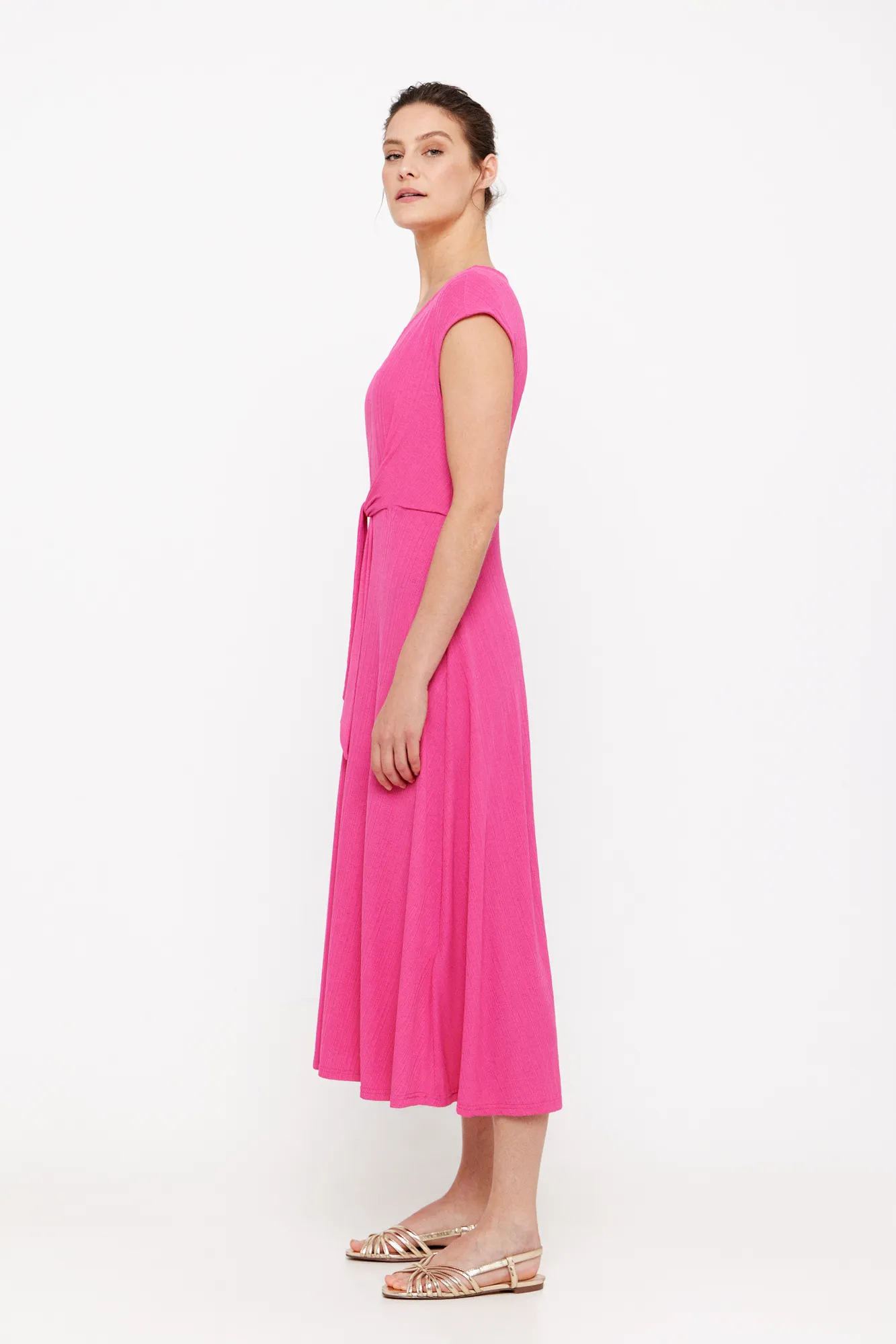 Cortefiel Vestido punto plisado nudo