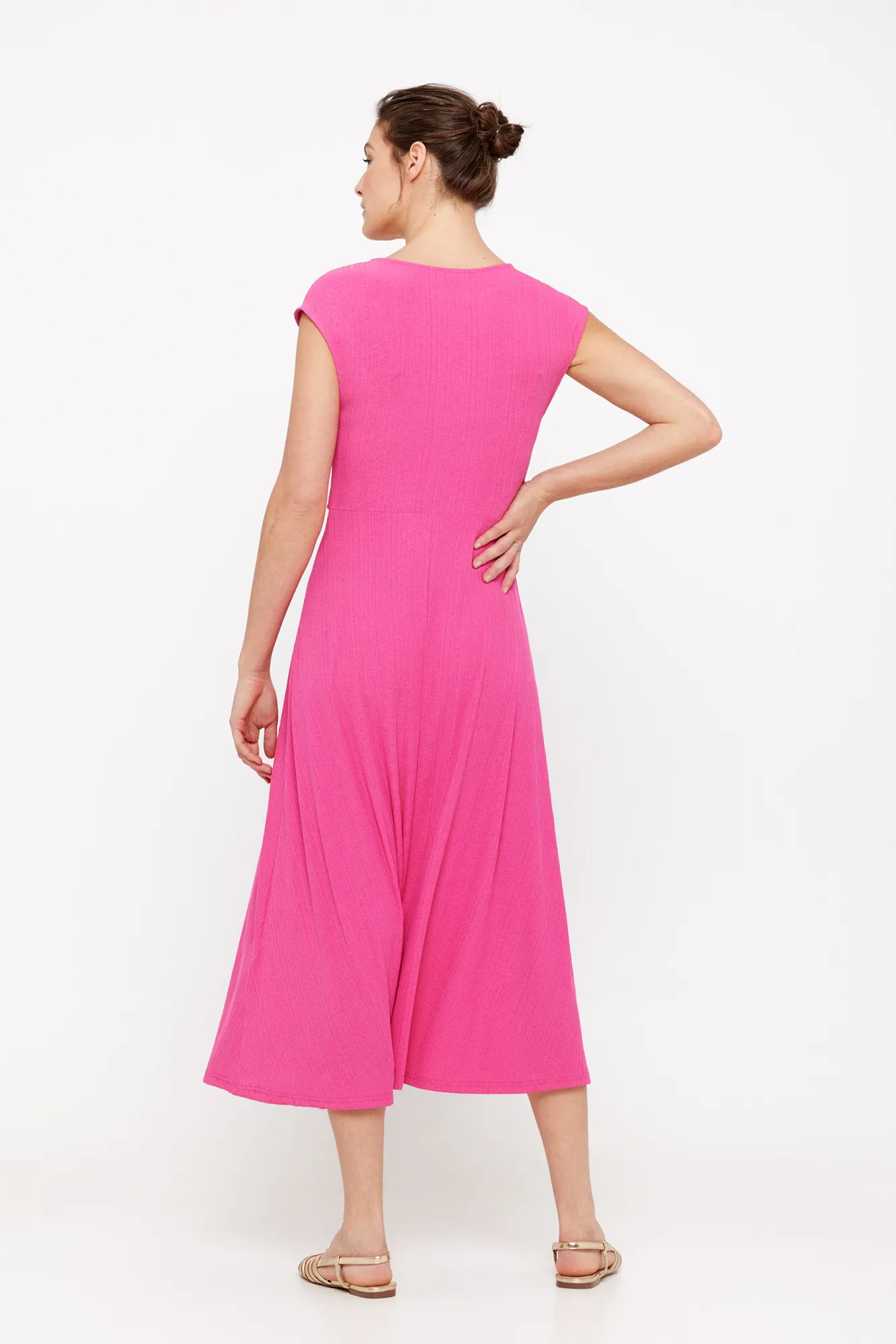 Cortefiel Vestido punto plisado nudo