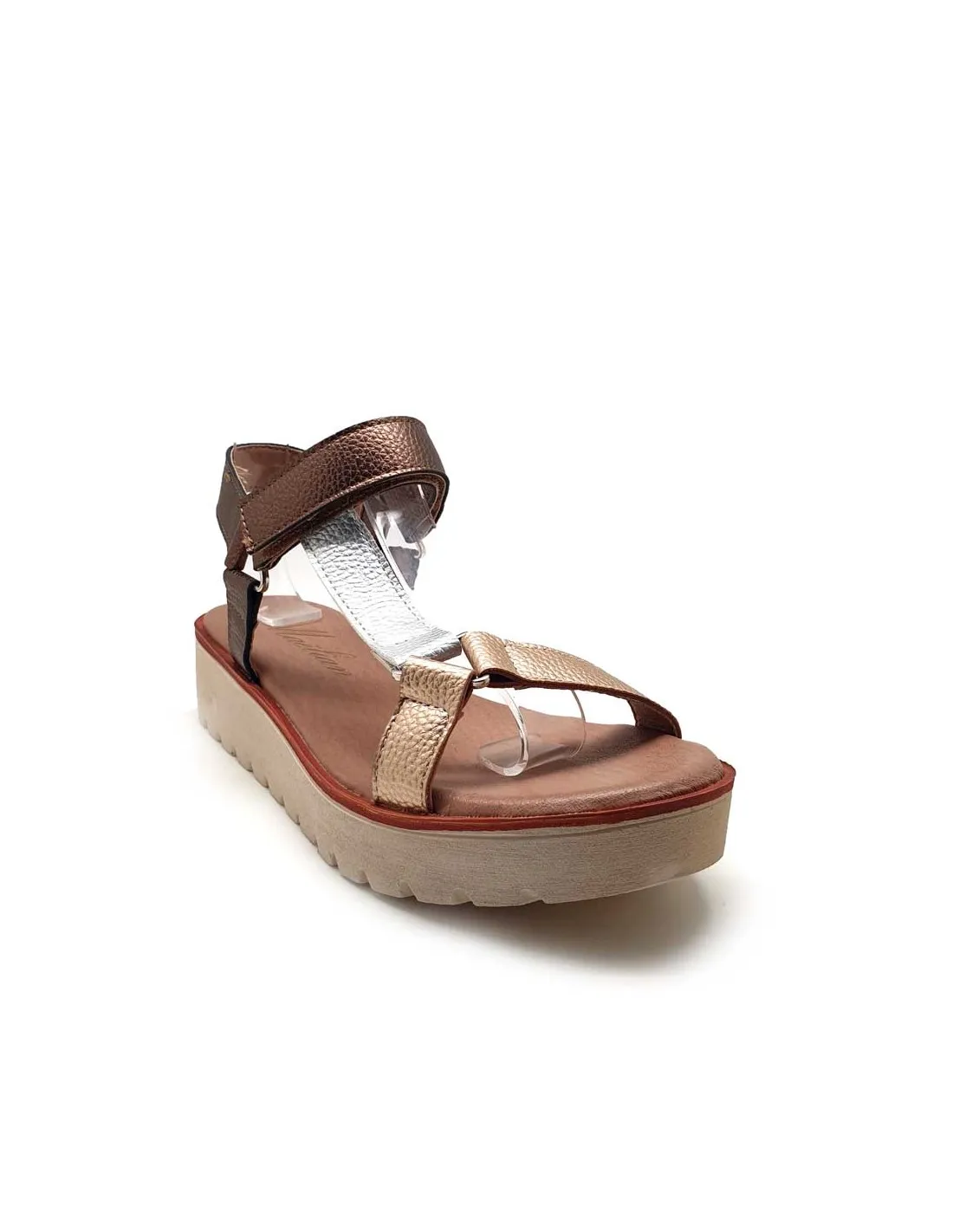 DAVS SANDALIA MUJER TONOS METALIZADOS CUÑA Y VELCRO X2309