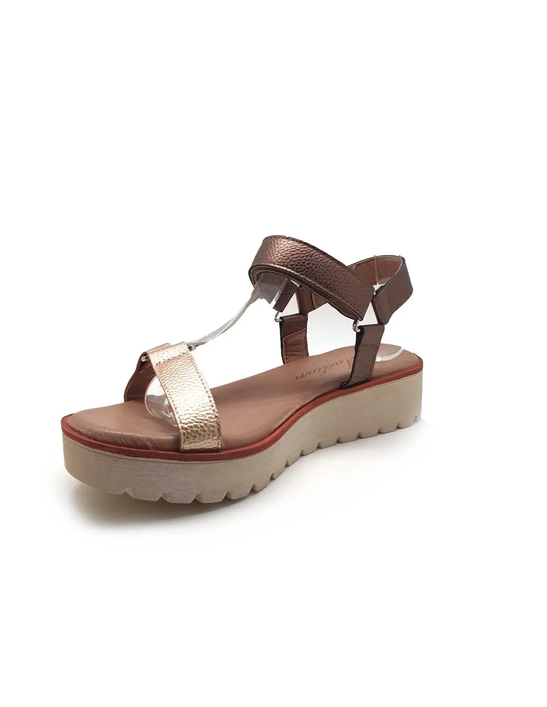 DAVS SANDALIA MUJER TONOS METALIZADOS CUÑA Y VELCRO X2309