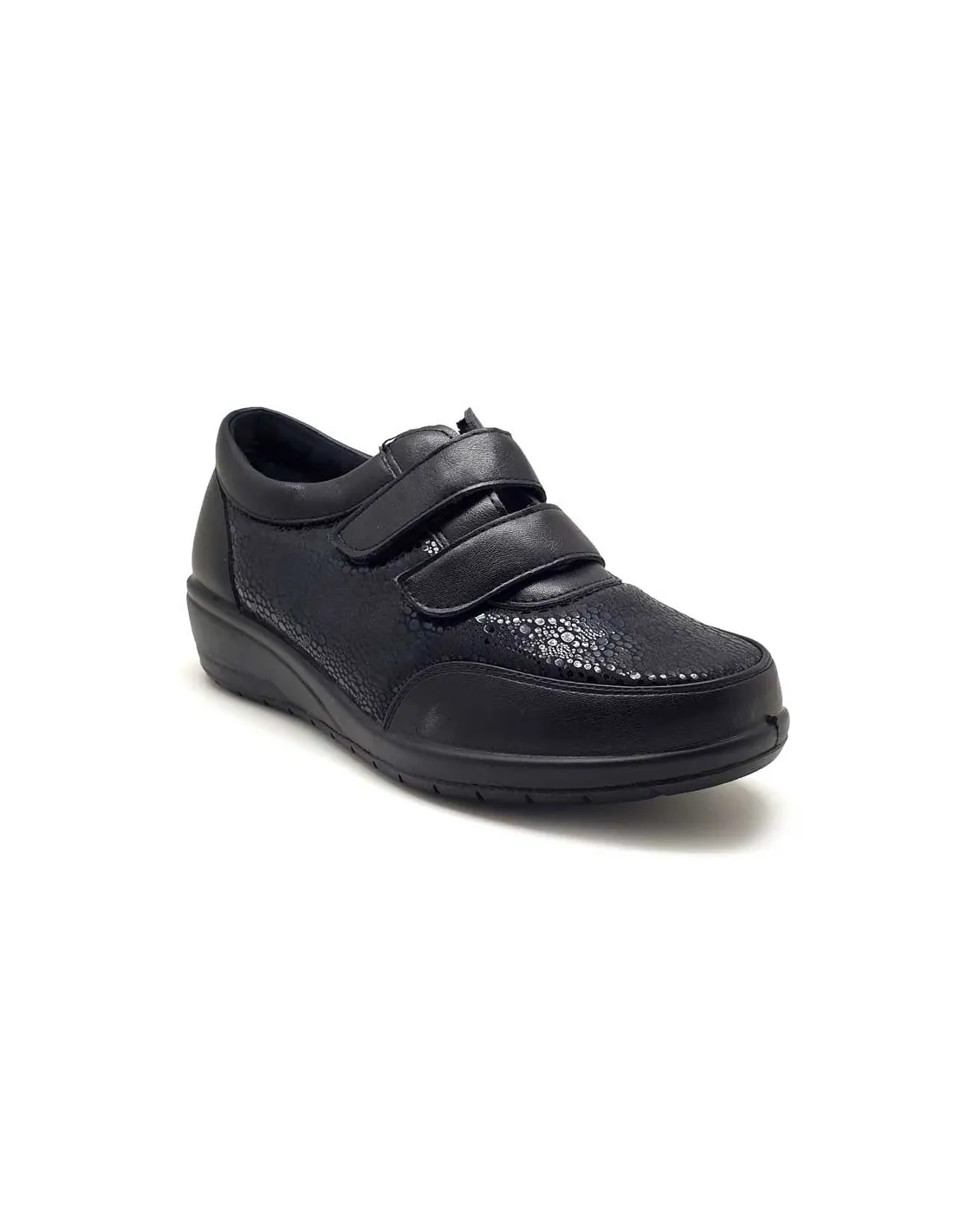 DAVS ZAPATO MUJER VELCRO Y CUÑA CÓMODO Y VERSÁTIL X2272NEGRO