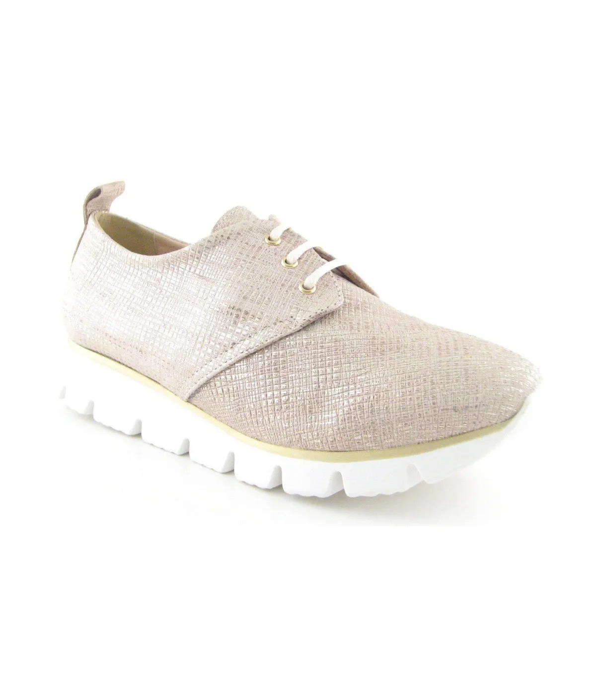 Deportivo de suela blanca color platino