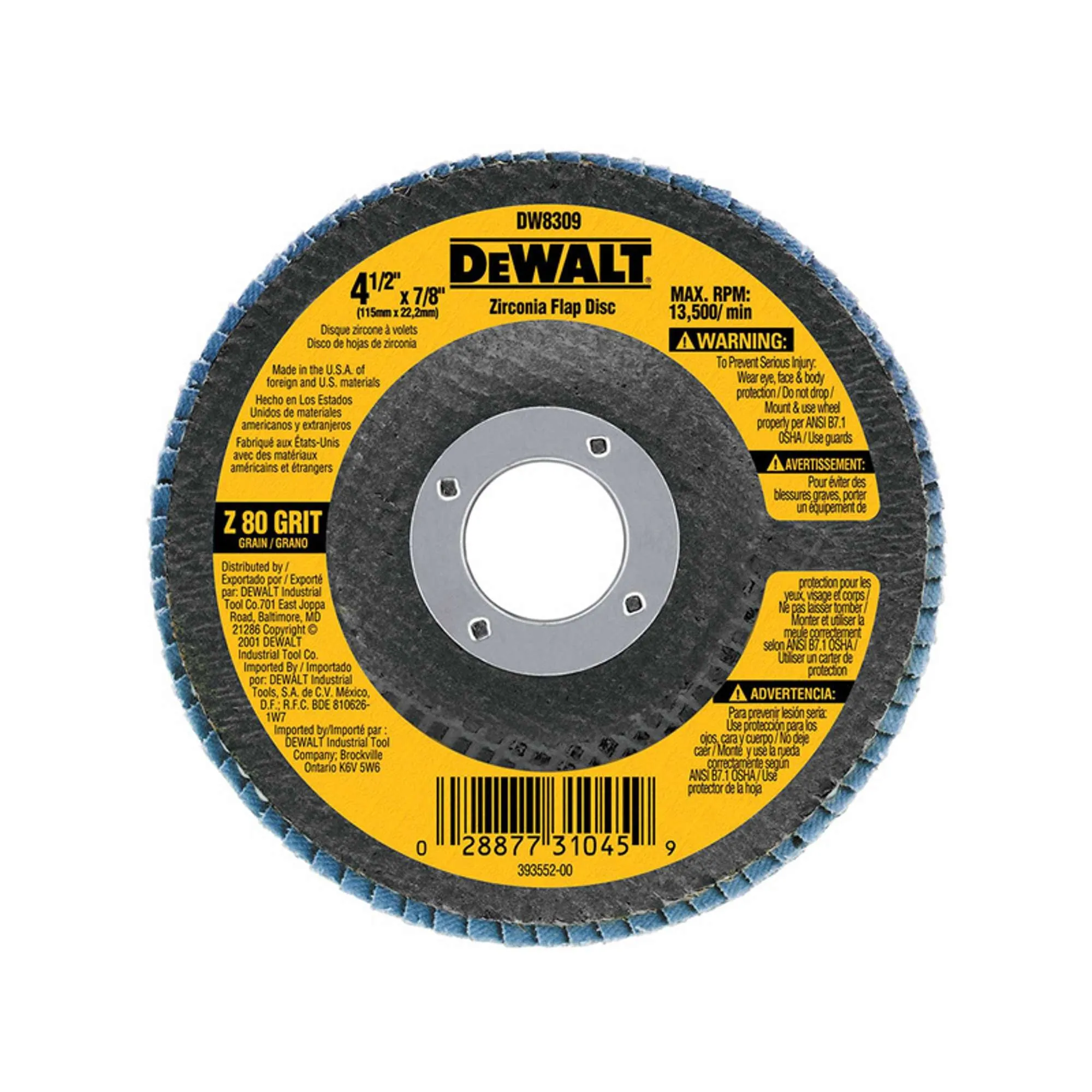 DISCO ABRASIVO MULTIHOJA DEWALT DE 41/2" X 7/8"