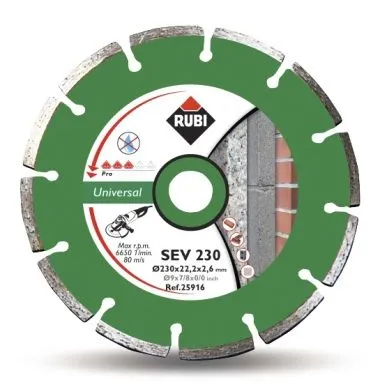 DISCO CORTE G.OBRA SEGMENT 230 MM DIAM BASIC L SEV 230 RUBI 25916