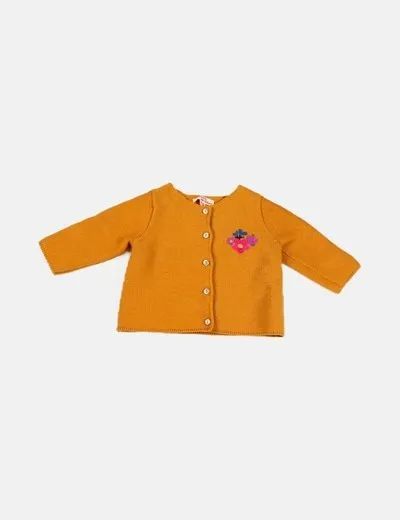 Du pareil Chaqueta de punto mostaza con bordado