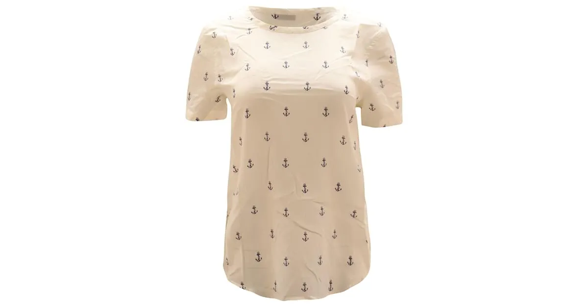 Equipment Camisa Riley con estampado de anclas en seda estampada blanca 