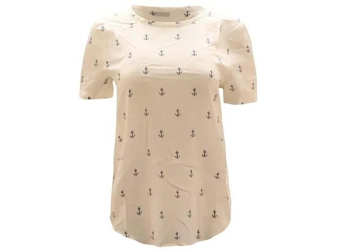 Equipment Camisa Riley con estampado de anclas en seda estampada blanca 