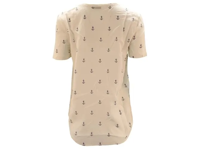 Equipment Camisa Riley con estampado de anclas en seda estampada blanca 
