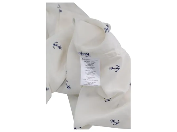 Equipment Camisa Riley con estampado de anclas en seda estampada blanca 