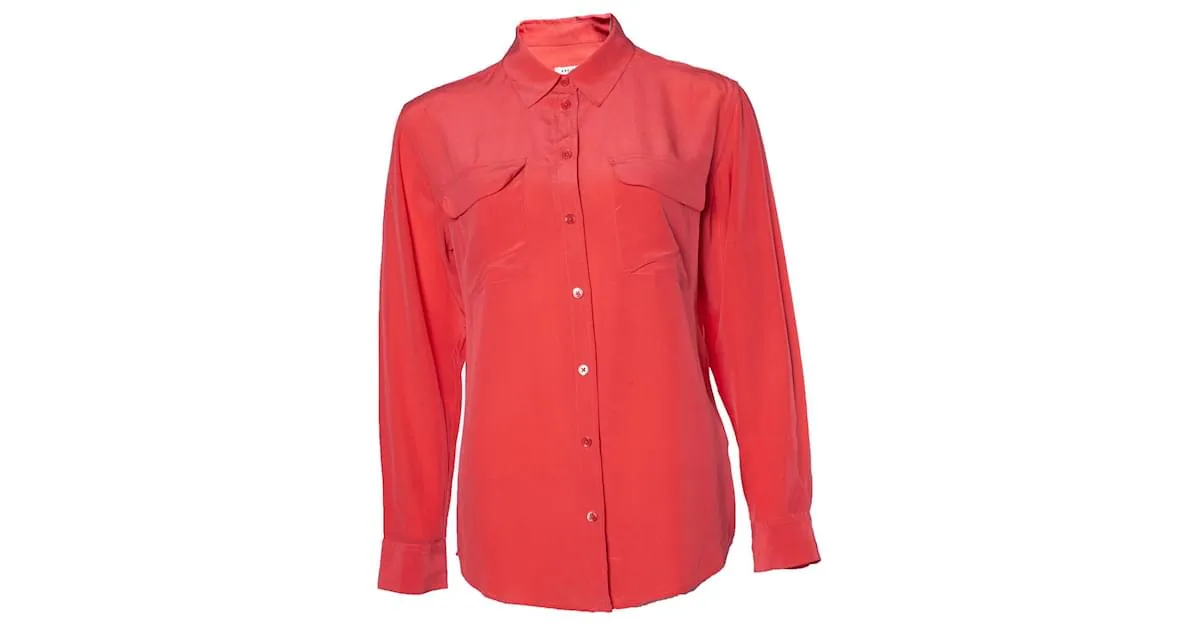 Equipment Equipo, camisa rosa en seda 