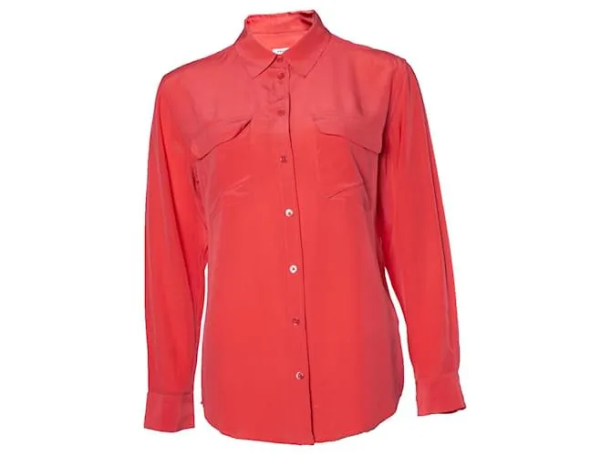 Equipment Equipo, camisa rosa en seda 
