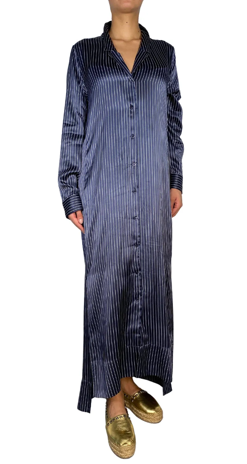 EQUIPMENT Vestido Camisero Azul Rayas