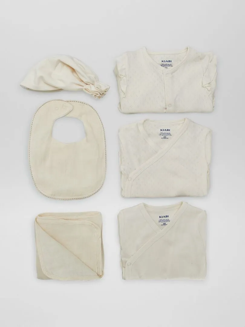 ESTUCHE RECIéN NACIDO UNISEX 'NEW BORN IN THE FAMILY'  6 PIEZAS  BEIGE