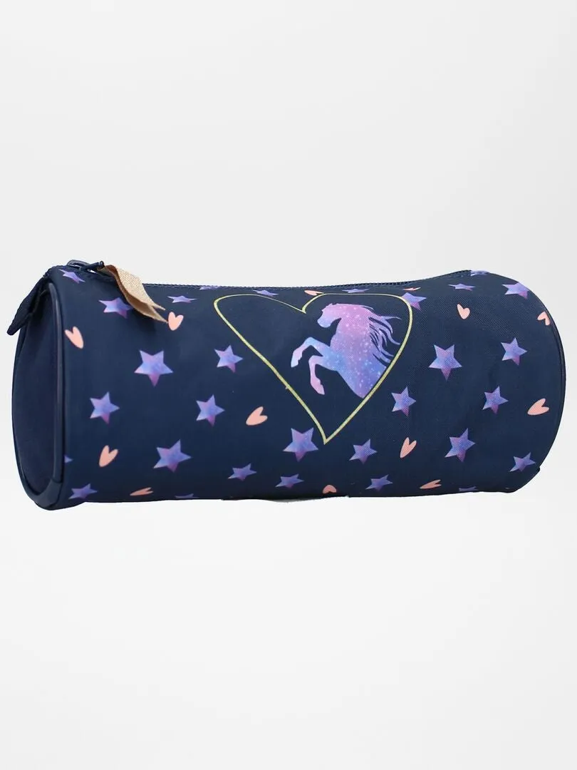 ESTUCHE REDONDO UNICORNIO  AZUL