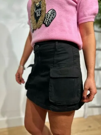 Falda Vaquera Cargo SYROS Negro