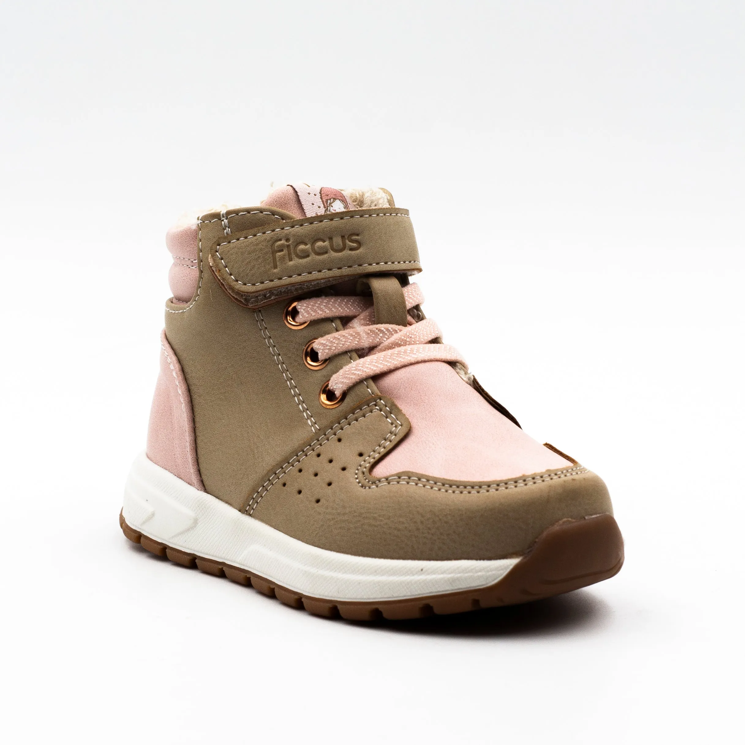 Ficcus Botin con velcro y elastico Café Rosa