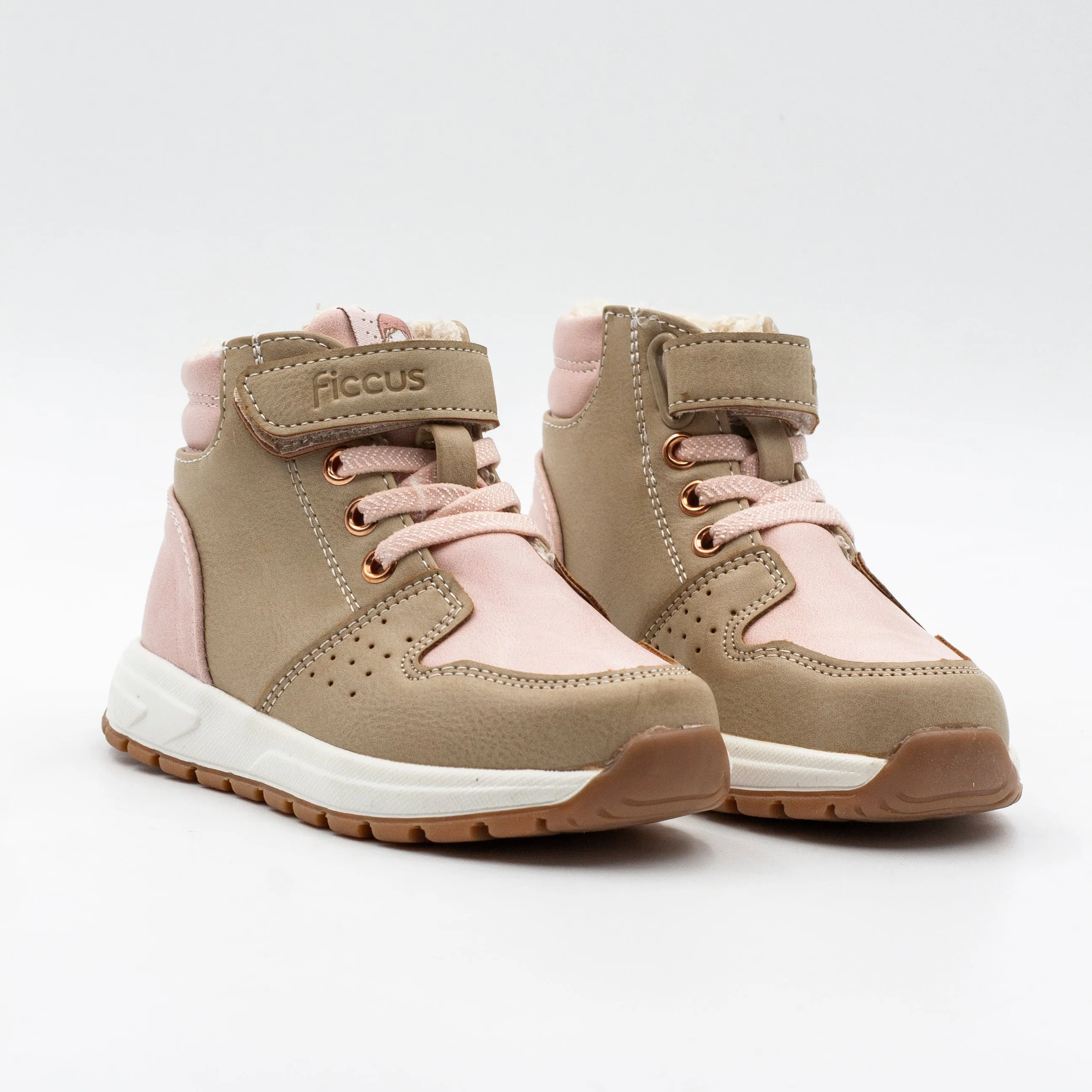 Ficcus Botin con velcro y elastico Café Rosa
