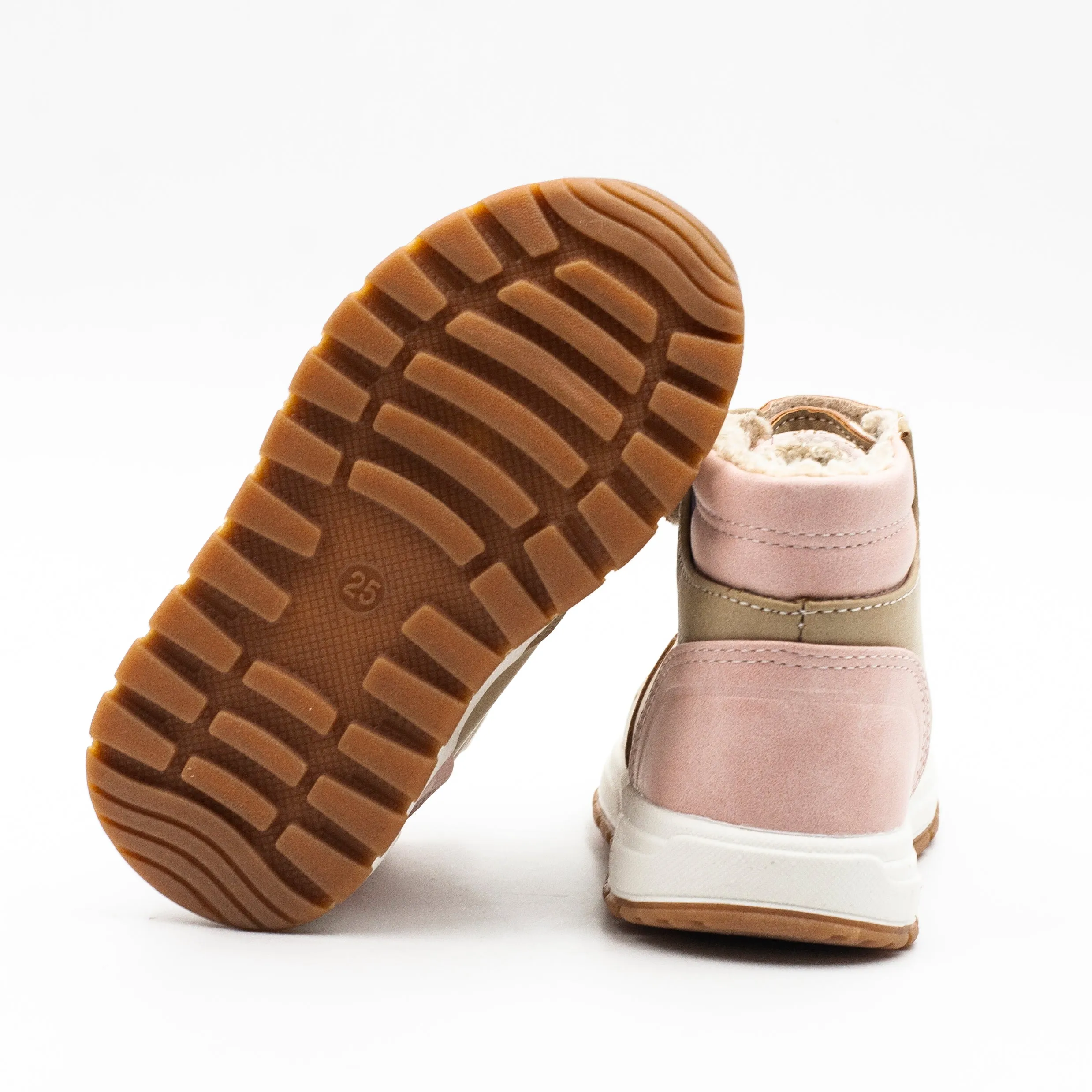 Ficcus Botin con velcro y elastico Café Rosa