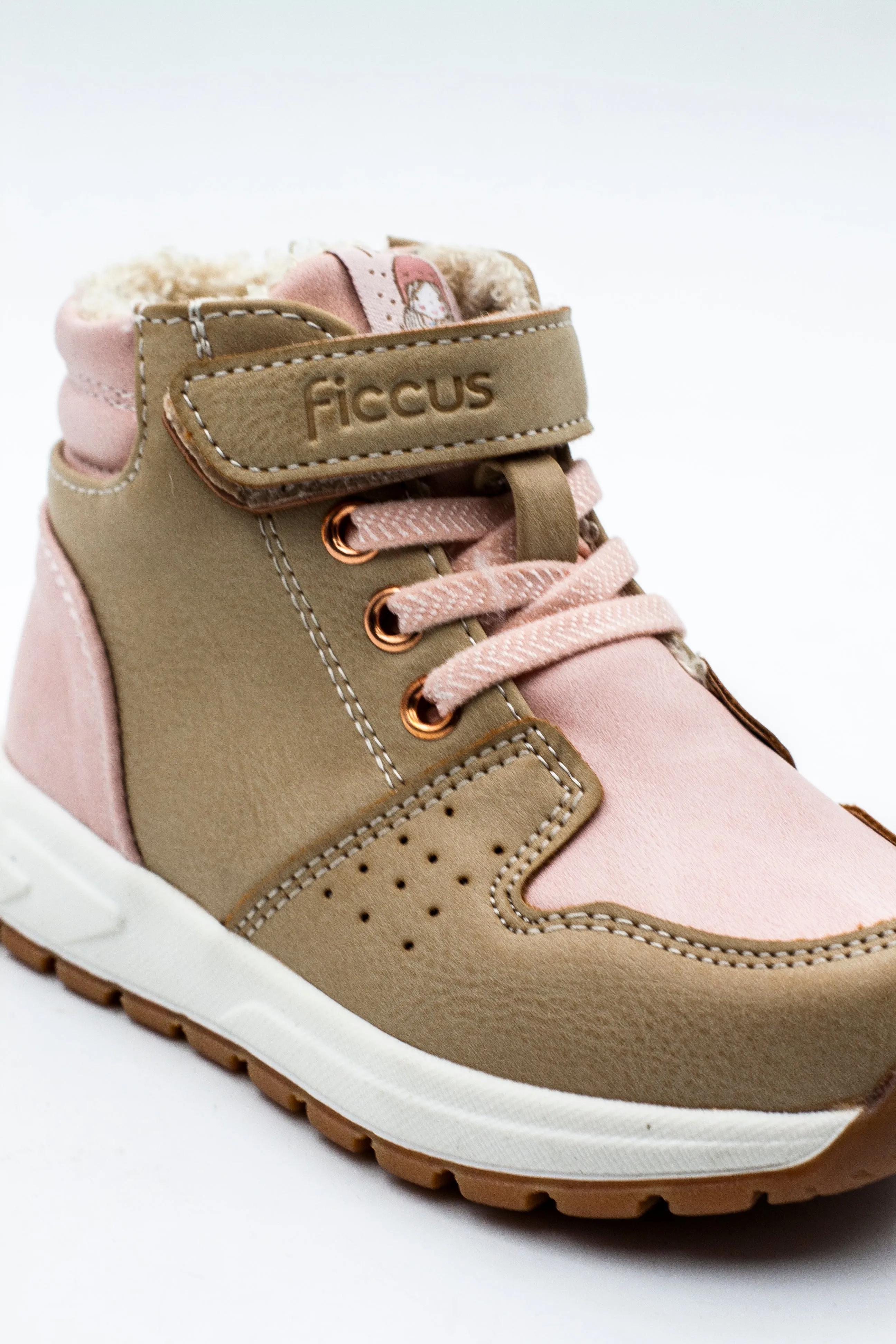 Ficcus Botin con velcro y elastico Café Rosa