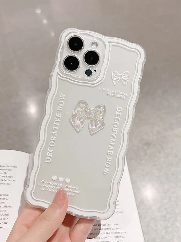 Funda transparente para teléfono con decoración de lazo
