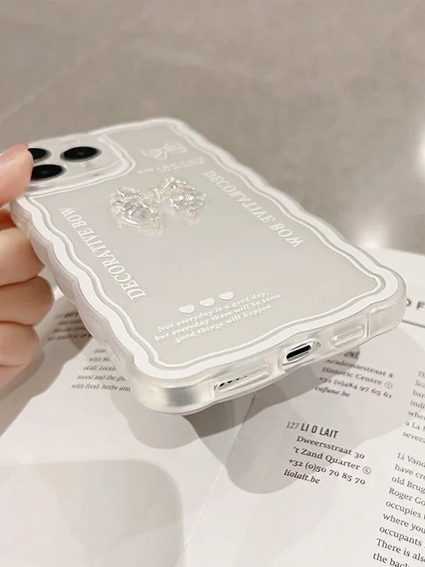 Funda transparente para teléfono con decoración de lazo