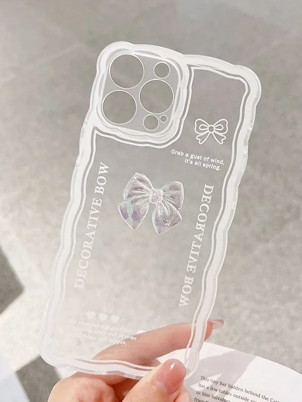 Funda transparente para teléfono con decoración de lazo
