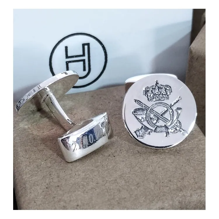 Gemelos personalizados escudos militares, cofradías ... plata de ley