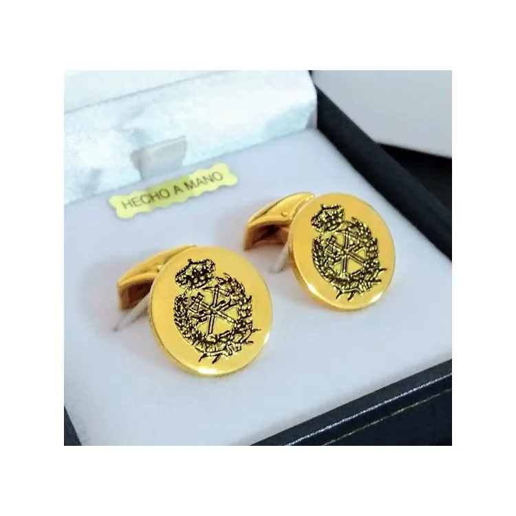 Gemelos personalizados escudos militares, cofradías ... plata de ley
