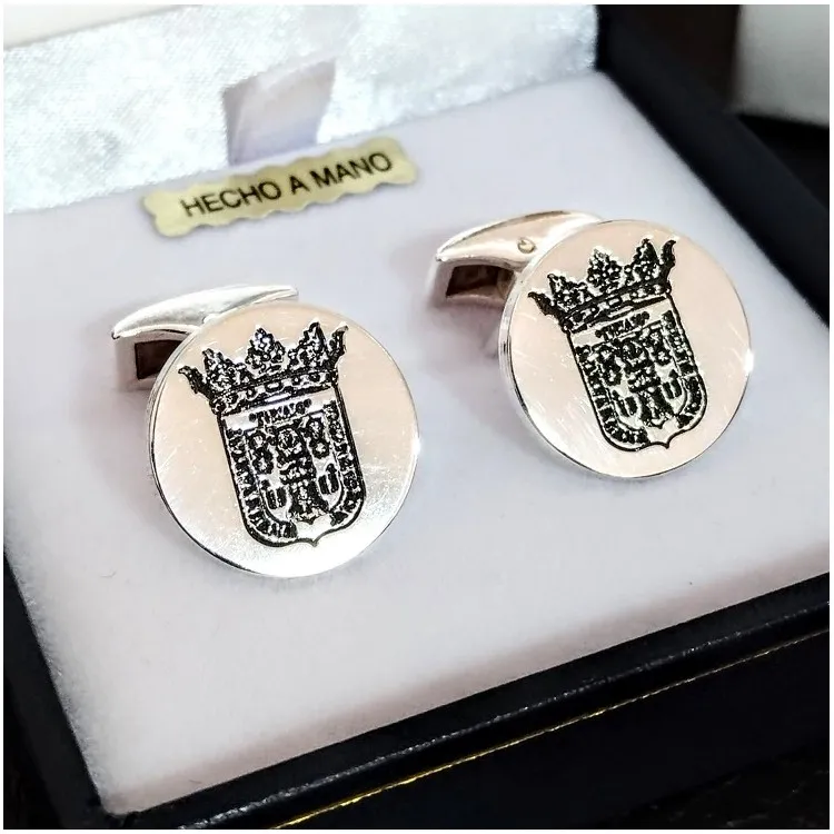 Gemelos personalizados escudos militares, cofradías ... plata de ley