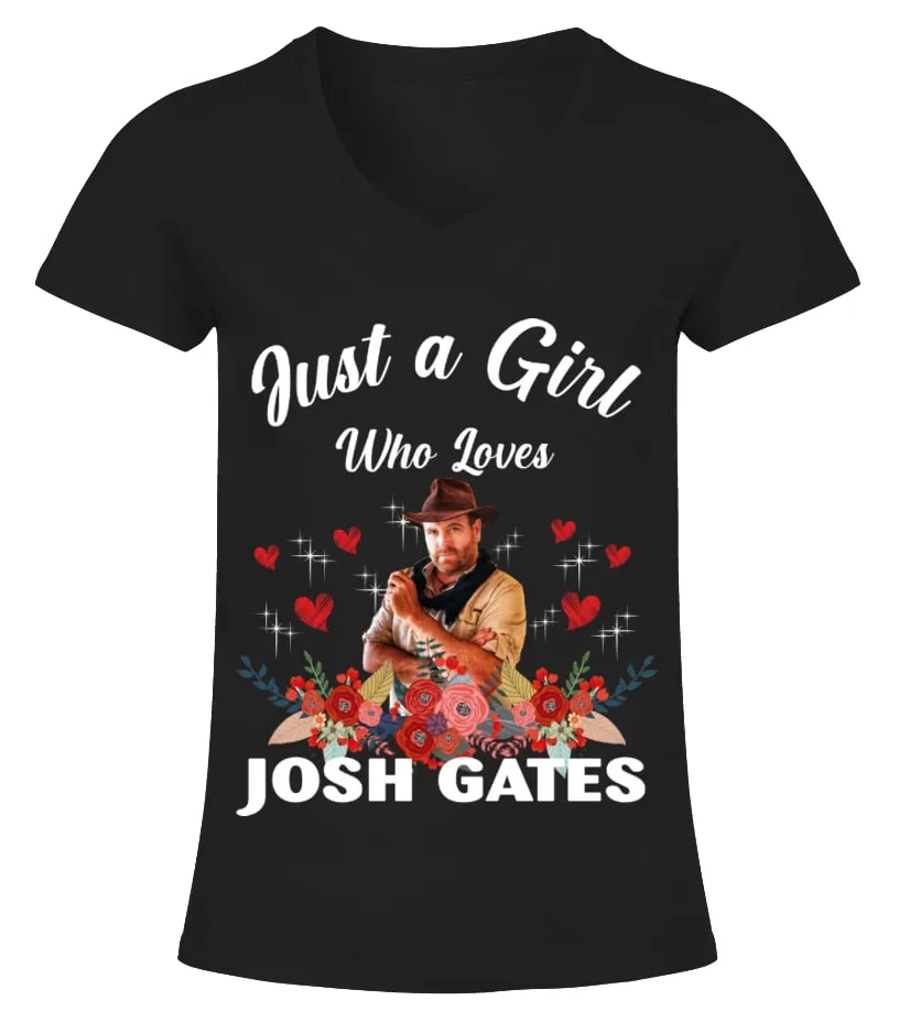 GIRL WHO LOVES JOSH GATES Camiseta cuello pico Mujer