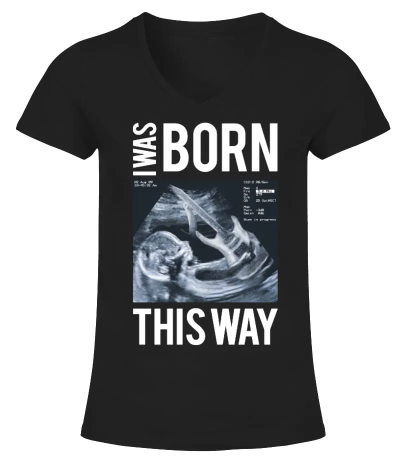 Guitare  Gitarre Guitar Guitarist Tshirt Camiseta cuello pico Mujer
