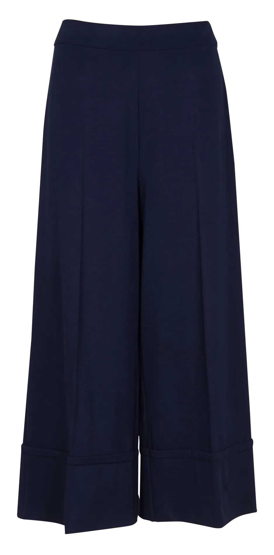 HUMILITY Pantalón ancho tobillero con dobladillos de punto milano elástico en azul