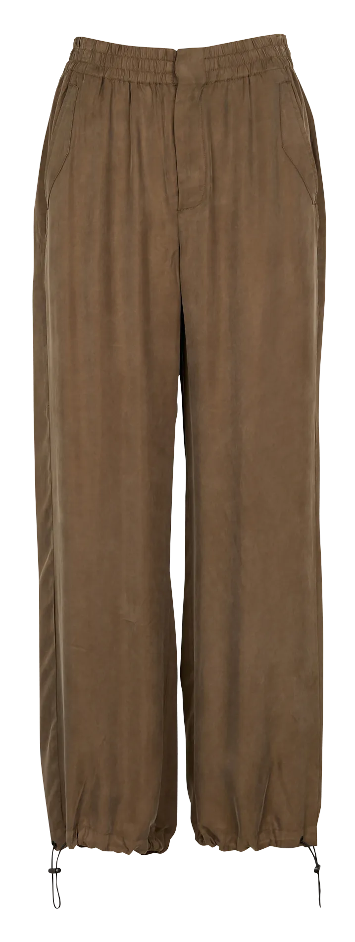 IKKS Pantalón ancho fluido con bajos ajustables en caqui
