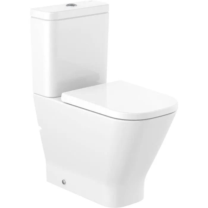 Inodoro Completo Roca The Gap Square confort entrada inferior salida dual con asiento sin caída amortiguada
