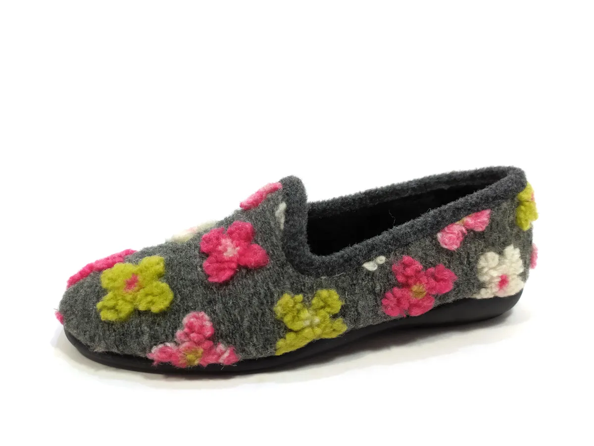 iSASA Zapatilla plana flores 415 Gris