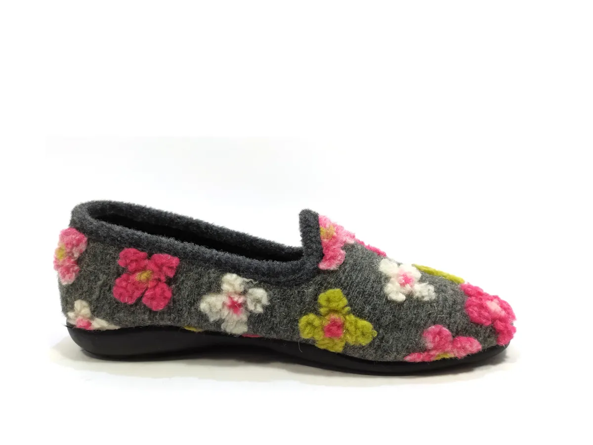 iSASA Zapatilla plana flores 415 Gris