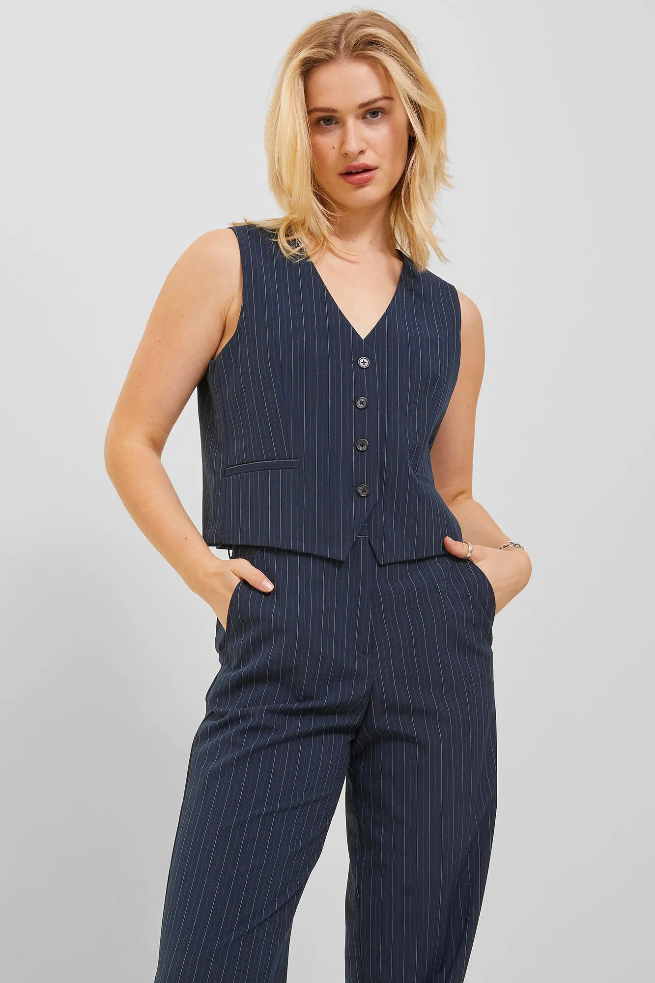 Jack & Jones Chaleco corto de rayas de mujer