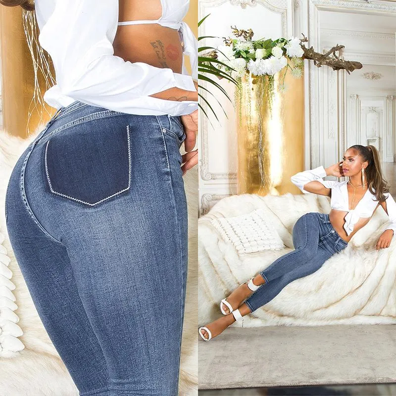 Jeans Skinny de cintura alta azul