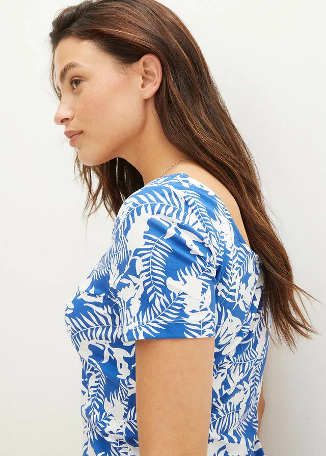 JERSEY DE PUNTO BáSICO CON ESTAMPADO AZUL IMPERIALBLANCO ESTAMPADO