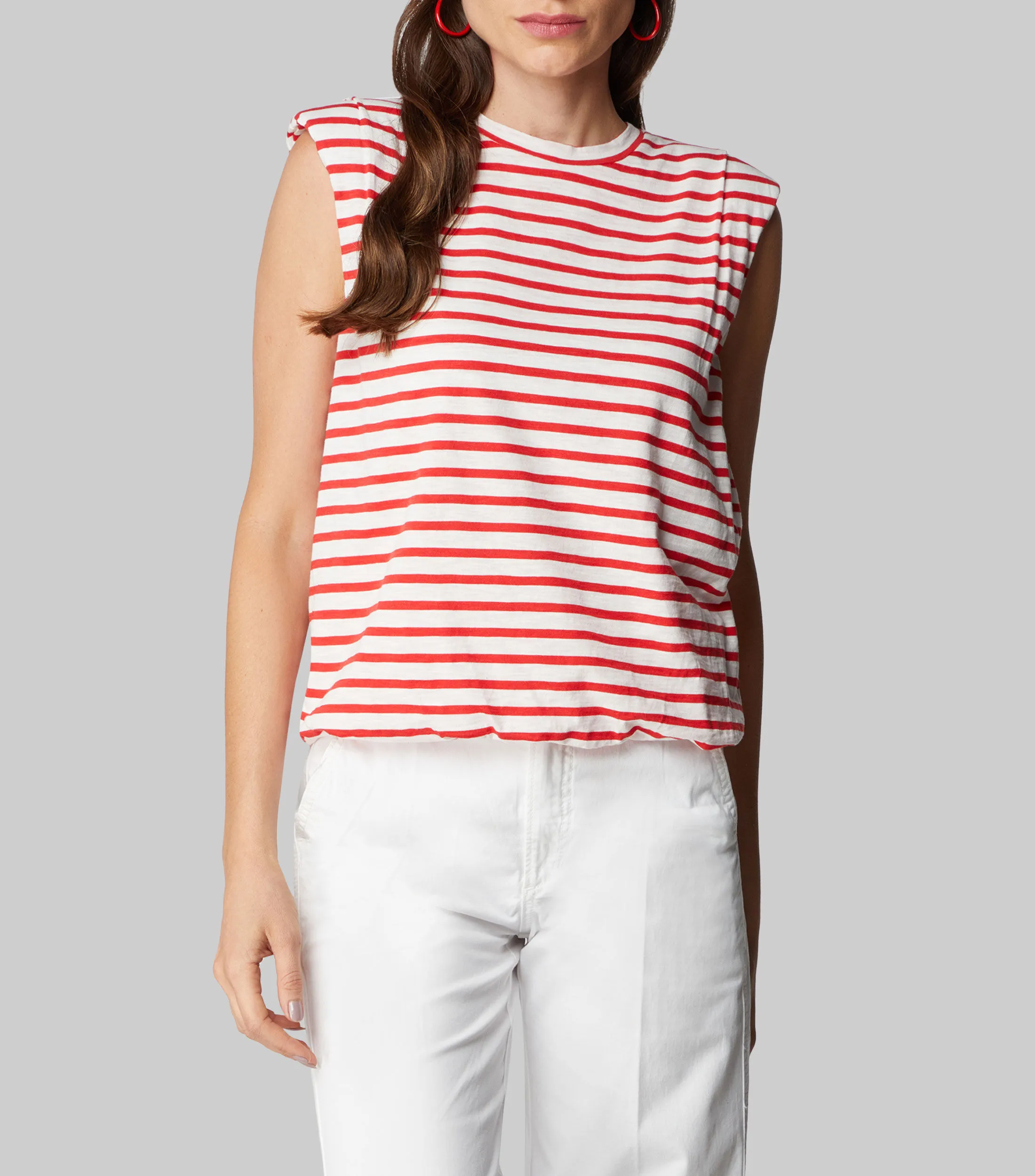 Joe's Playera cuello redondo sin mangas con rayas Mujer