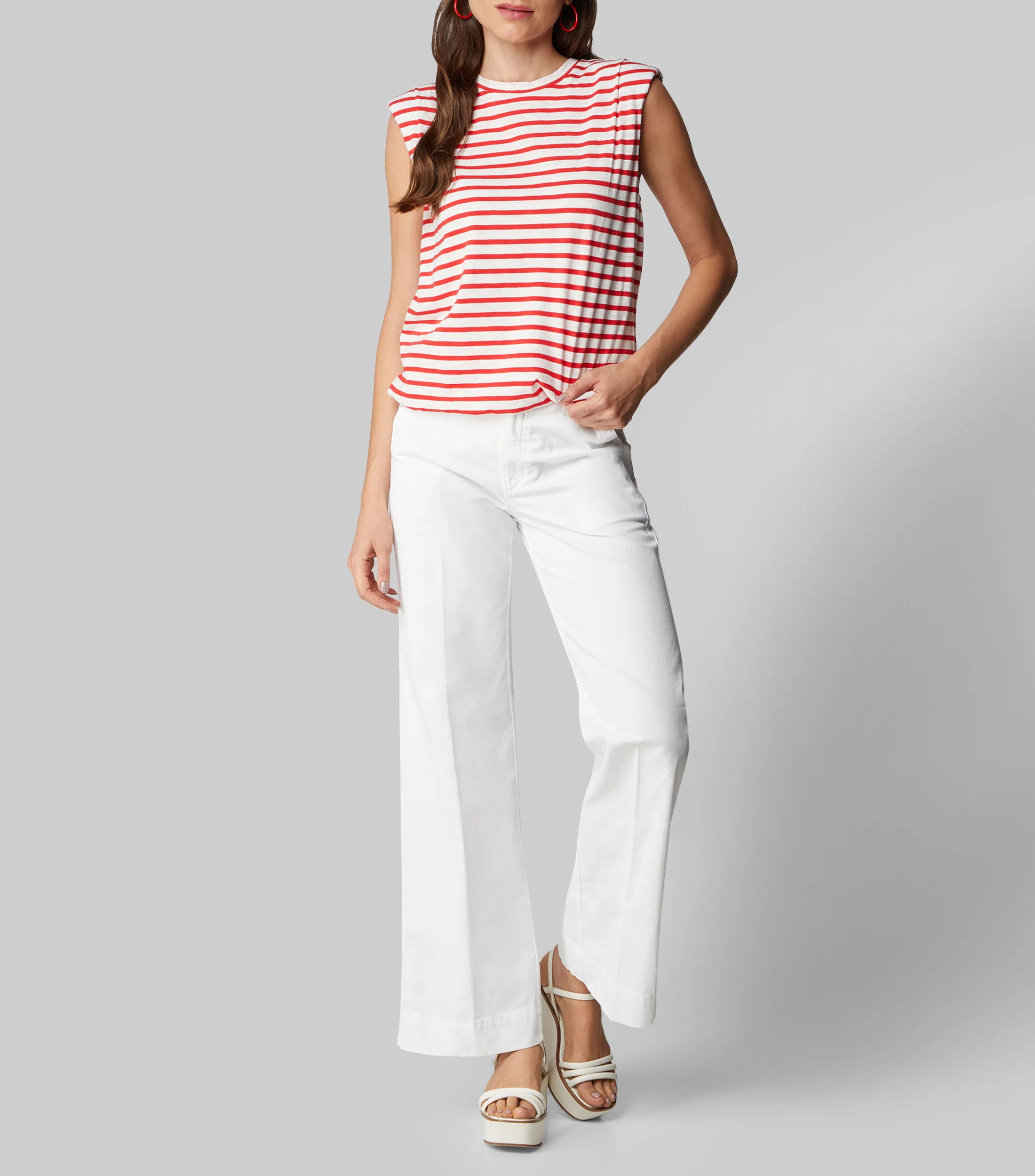 Joe's Playera cuello redondo sin mangas con rayas Mujer