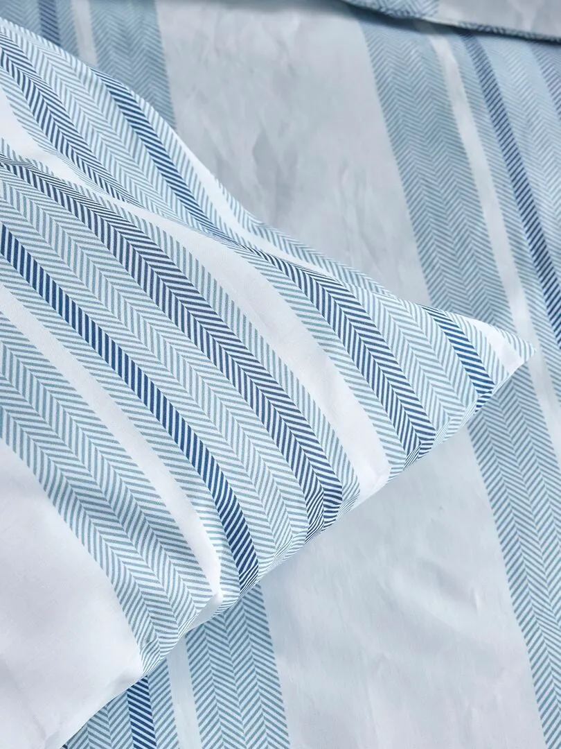 JUEGO DE CAMA A RAYAS  AZUL