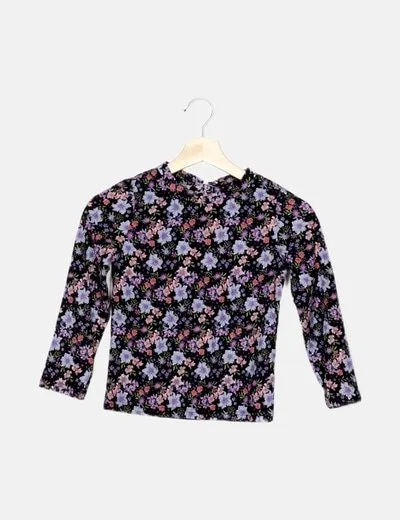 KIDS ONLY Camiseta negra estampado floral
